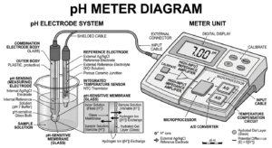 pH meter diagram labeled